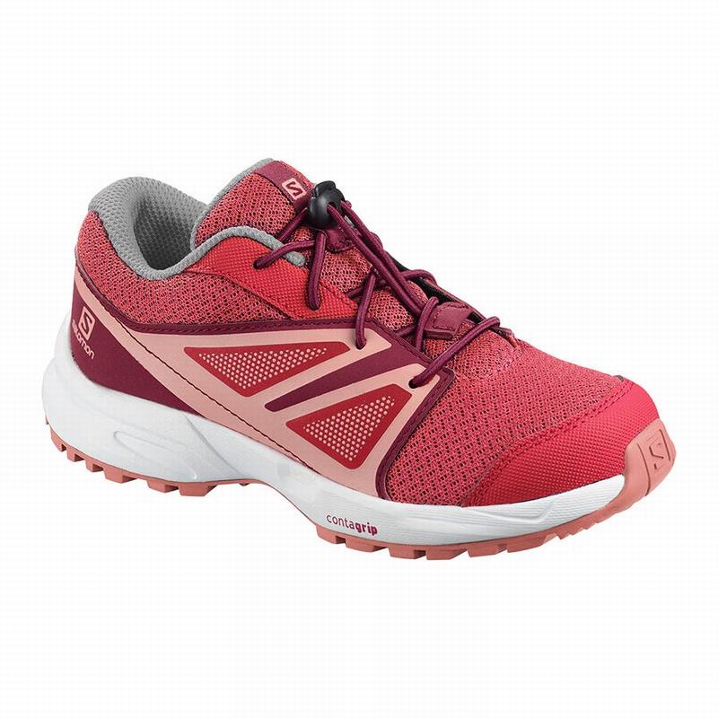 Chaussure Running Salomon Enfant Rouge Foncé Rose / Rouge - Salomon SENSE K - France (6230-GLYAQ)